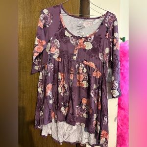 Torrid violet floral babydoll top. Size 1. NWT.